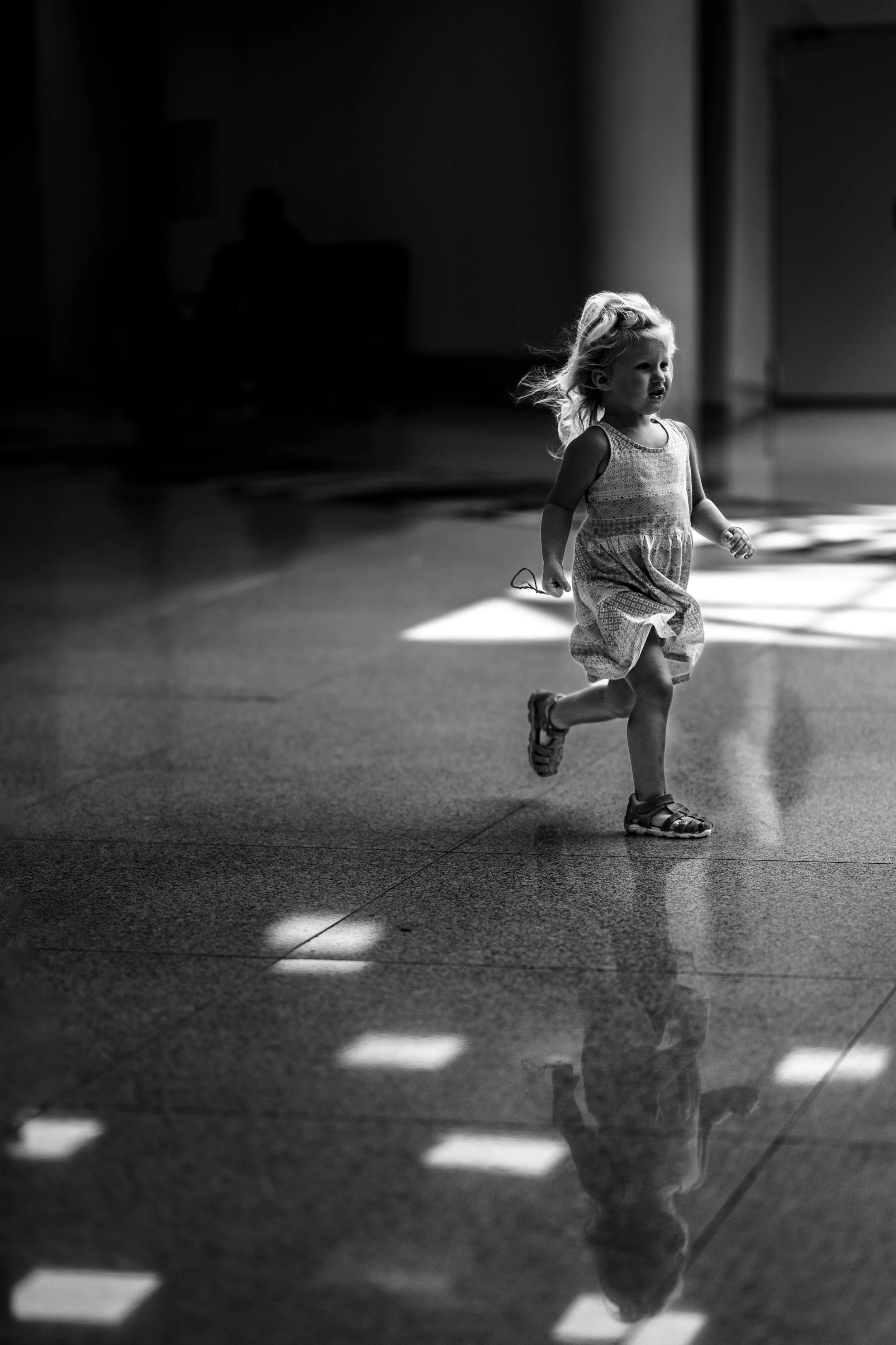 alone in the dark at the airport