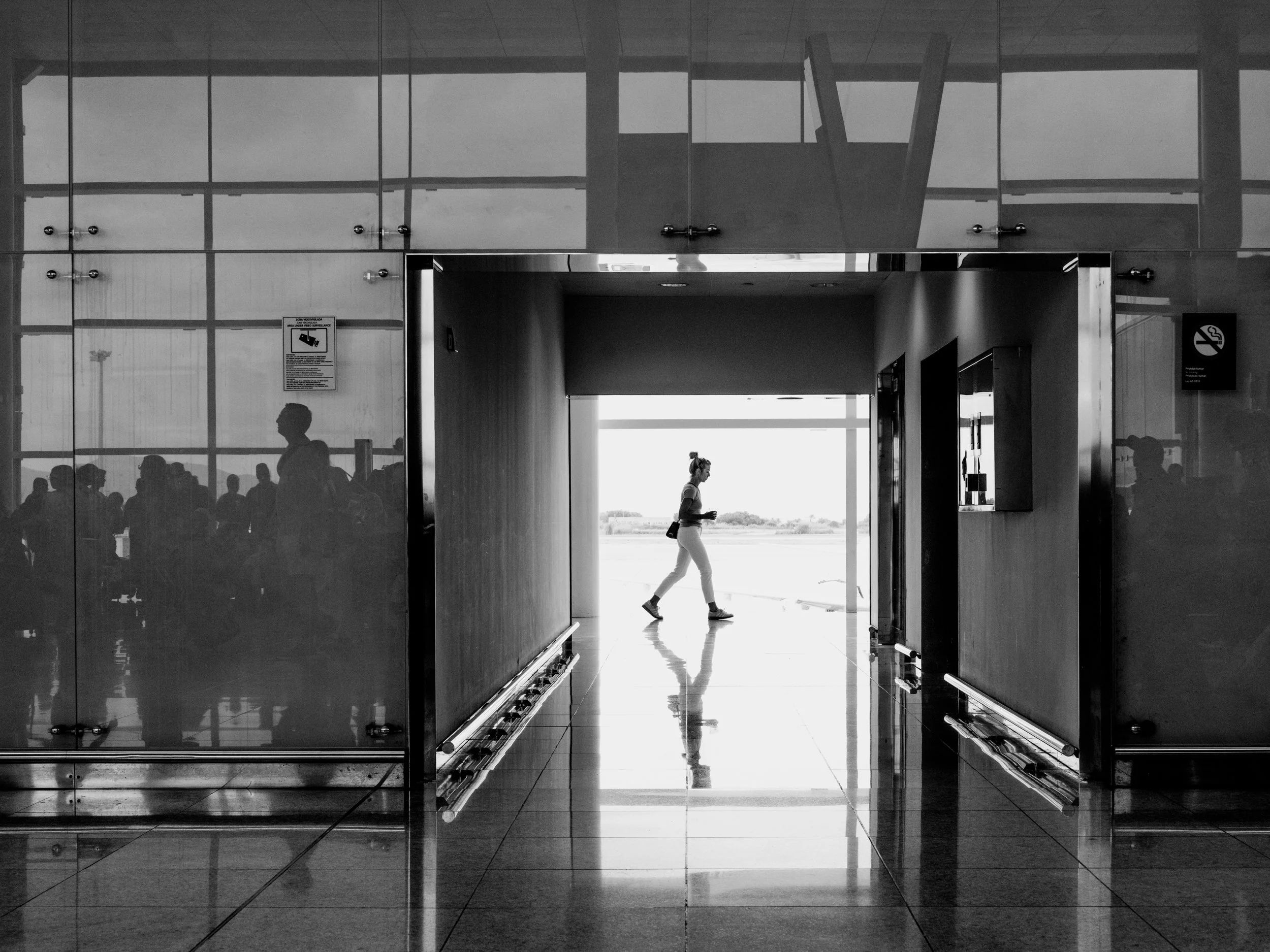 reflections at barcelona airport