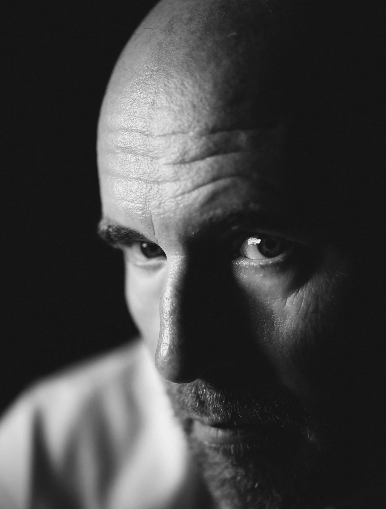 self portrait with dramatic lighting